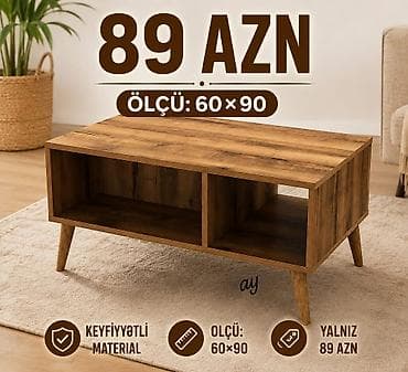 perla stol: Qonaq otağı üçün taxta görünüşlü jurnal masası. Sadə və funksional — 1