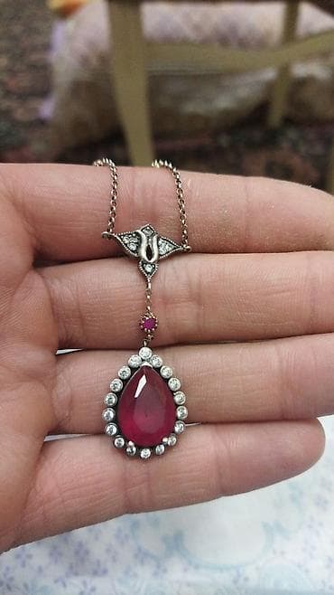 Aksesuarlar: Osmanlı üslublu gümüş boyunbağı - Material: gümüş rəngli zəncir və — 3