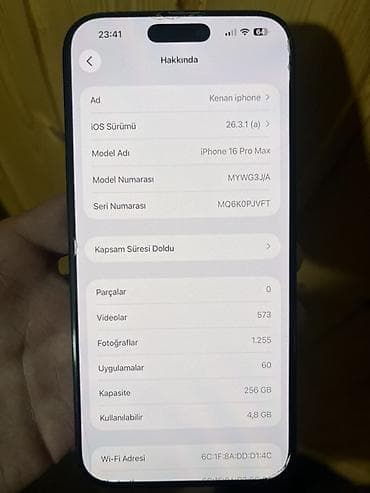 iphone 15 satış: IPhone 16 Pro Max, 256 GB, Qara, Qırıq — 2