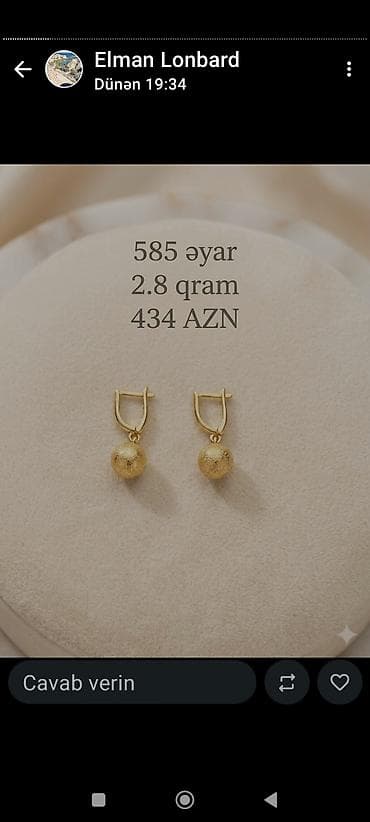 qizil sirga: Sırğa, Sarı qızıl, 585 Əyar — 4