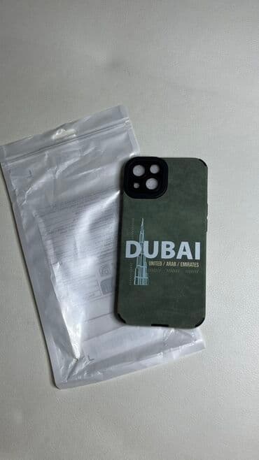 iphone dubay variantı: Zeytun yaşılı rəngdə telefon kılıfı. Kılıfın arxa tərəfində "DUBAİ — 1