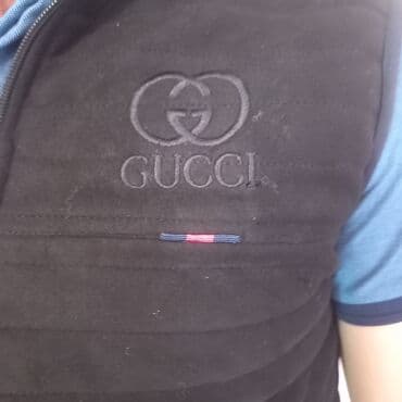 серые мужские свитшоты: Жилет, Gucci, L, цвет - Черный — 2