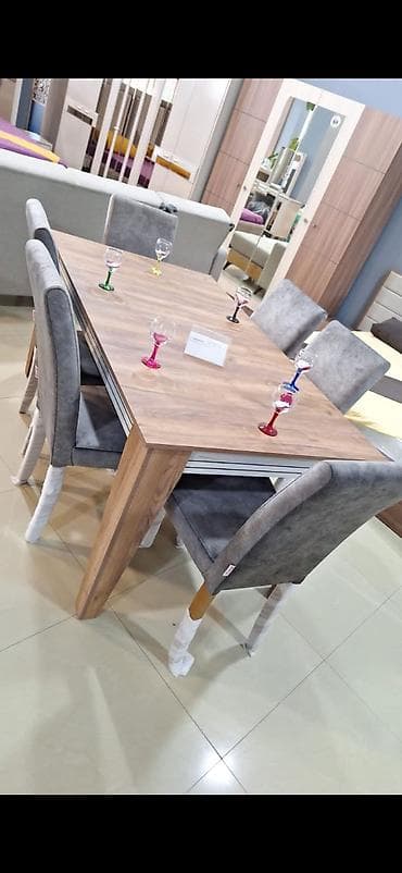 komputer stul: Qonaq otağı üçün, Yeni, Dördbucaq masa, 6 stul — 1