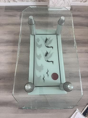 Şüşə jurnal/çay masası - Material: temperli şəffaf şüşə üstlük, mat — 1
