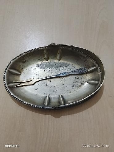 ceni: Metal oval konfet/qəlyanaltı səbəti və bəzək çəngəli dəsti - — 1