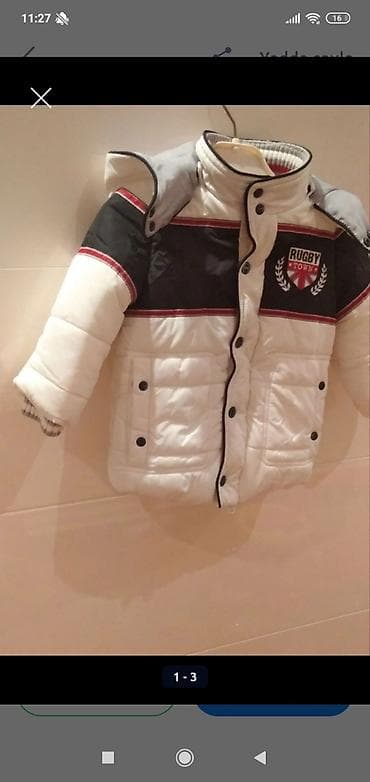 palt: Uşaq qış gödəkçələri 1) Ağ-qara-qırmızı detallı “Rugby Town” gödəkçə — 2