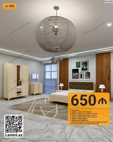 Yataq Dəsti – Kod: 2078 Tərkib: - Çarpayı: 1 ədəd, 160 × 200 sm - — 1
