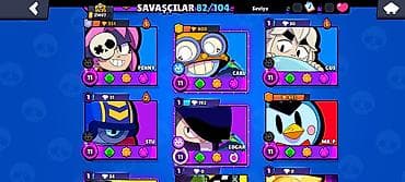 oyun alanı: Brawl Stars hesabı – 82/104 döyüşçü, 21 407 kubok Xüsusiyyətlər: - — 2