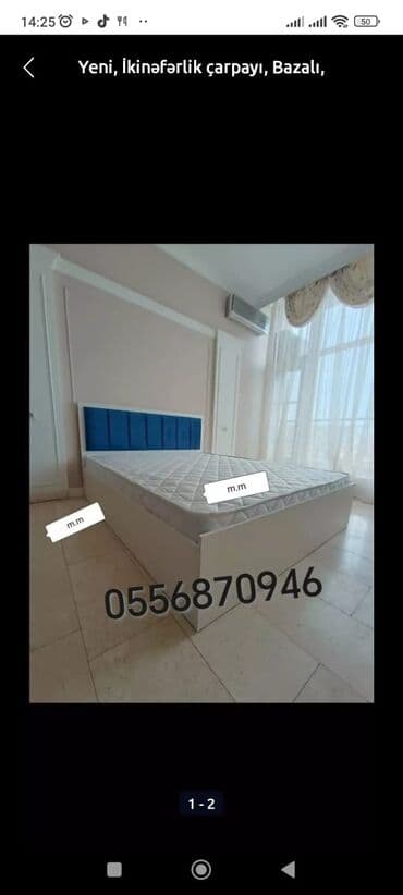 doşəmə taxtası: Yeni, İkinəfərlik çarpayı, Bazasız, Matras ilə, Siyirməsiz, Azərbaycan — 3