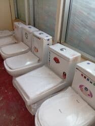 Çanaq üçün kranlar: Ayaqüstü lavabo dəstləri – pedestallı, kran üçün 1 deşikli, axıntı və — 9