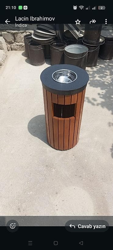 Açıq məkanlar üçün taxta-betikli məhsullar dəsti - Zibil qabları — 8