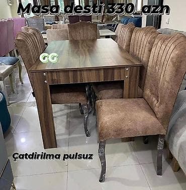 stulla: Sifarişlə masa ve 6 stul 330_azn.Ölçü 165×90.Açılan masa olduqda — 3