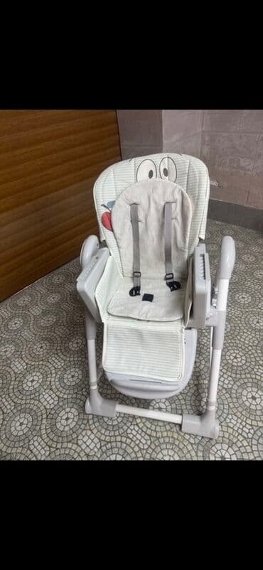 qidalandırmaq üçün uşaq stul yelləncək: Uşaq yemək stulu - Rəng: ağ-boz tonlarda - Yumşaq, naxışlı oturacaq — 8