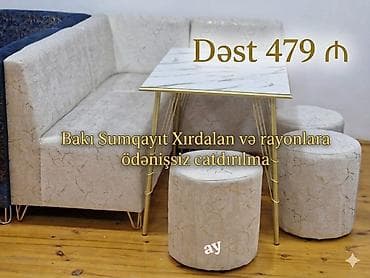 masa transformatoru: Mətbəx/kiçik qonaq otağı üçün mebel dəsti Tərkibi: - L formalı yumşaq — 1