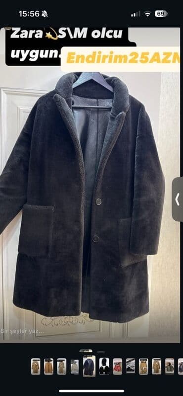 qadınlar üçün təbii dublyonkalar: Palto, Zara, S, rəng - Qara — 1