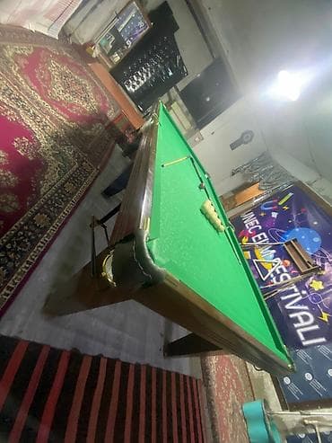 İdman və istirahət: Bilyard masası – böyük ölçülü, yaşıl örtüklü, 6 ciblik klassik model — 4