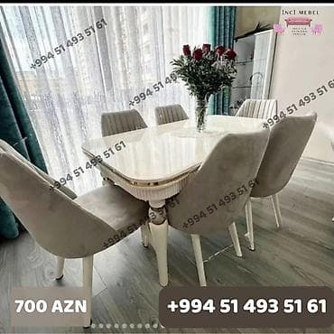 metbee: Qonaq otağı üçün, Yeni, Açılan, Dördbucaq masa, 6 stul — 1