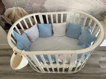 uşaqlar üçün isveç divarları: Для девочки и мальчика, Б/у, Овальная, Колыбель, С бортиками, С матрасом, Без механизма качания — 2