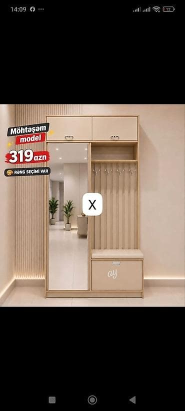 Dəhliz üçün çoxfunksiyalı asqılı və güzgülü dolab dəsti - Model lalafo.az -da Dəhliz üçün çoxfunksiyalı asqılı və güzgülü dolab dəsti - Model