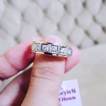 gümüş kişi üzükleri: Nişan, Üzük, Sarı qızıl, 750 Əyar, Brilyant — 2