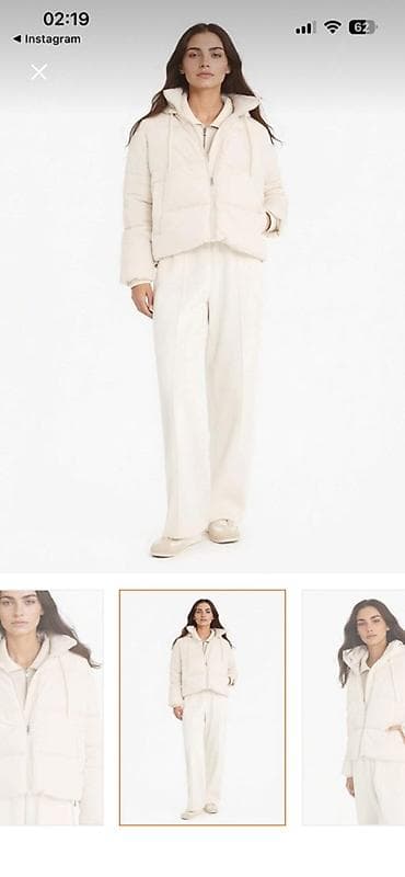 Baş geyimləri: Qadınlar üçün qısa pufffer gödəkçə – krem/ekru rəng - Model: qısa — 2