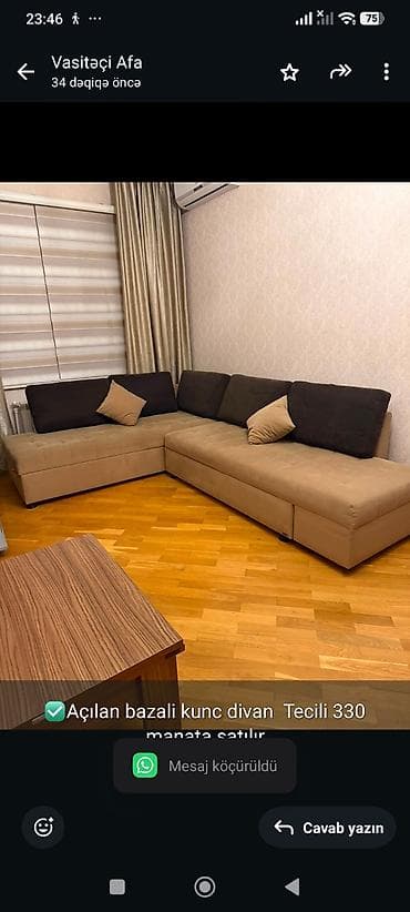 ✅Açılan bazali kunc divan Tecili 330 manata satılır
Yasamal*afa 2277 — 1
