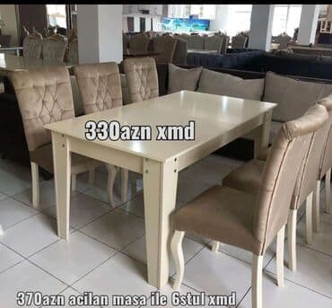 işlənmiş stol stul dəsti sumqayit: Qonaq otağı üçün, Yeni, Açılmayan, Dördbucaq masa, 6 stul — 2