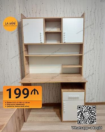 Düz masa, Polkalı, Siyirməli, Sadə laminat, Zəmanətsiz, Kredit yoxdur