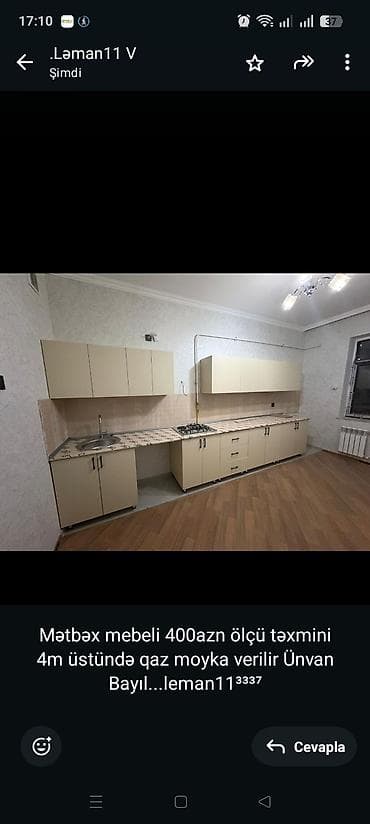 Mətbəx mebeli 400azn ölçü təxmini 4m üstündə qaz moyka verilir Ünvan lalafo.az -da Mətbəx mebeli 400azn ölçü təxmini 4m üstündə qaz moyka verilir Ünvan