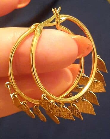 qizil halqa sirqalar: Sırğa, Sarı qızıl, 585 Əyar, 632 g, Ünvandan götürmə — 2