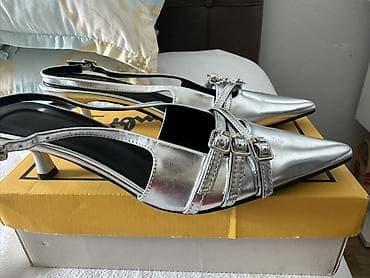bemsa ayaqqabı: Gümüşü rəngli qadın ayaqqabısı – kəmərli slingback model - Rəng — 2