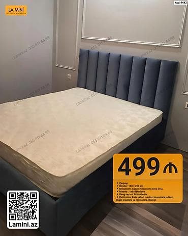 Çarpayılar: Məhsul: Yumşaq başlıqlı çarpayı - Ölçü: 160 × 200 sm - Başlıq — 1
