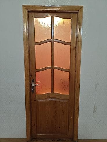 budda: Şüşəli taxta otaq qapısı - Material: təbii ağac (şam ağacı teksturası — 8