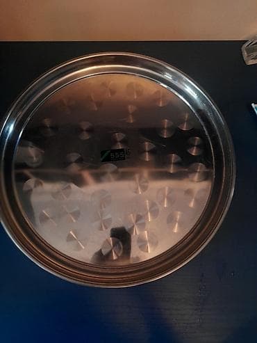 paslanmayan: Paslanmayan poladdan böyük servis sini/boşqab - Material: yüksək — 1