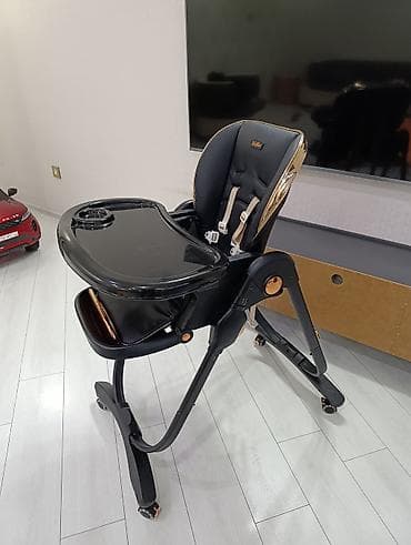 Kidilo uşaq yemək stulu - Rəng: qara, qızılı detallarla - Təkərlidir — 4