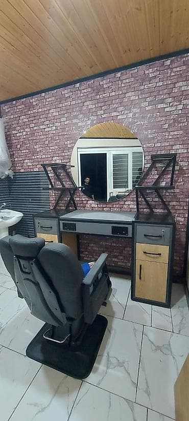 ofis levazimati: Bərbər/makeup iş stansiyası – güzgülü masa və rəf komplekti - — 3