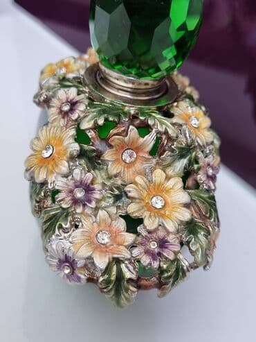 zəmzəm ətiri: Qədim duxu qabı. Metal və rəngli şüşə Ağırdı. Флакон для духов — 6