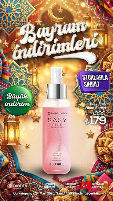 Məhsul: Biobellinda Sasy Pink İşıltılı Bədən Spreyi – 100 ml