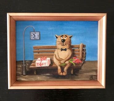 maraqlı pişik şəkilləri: Картины Т.Вакуленко «Коты», масло, холст, 18x24. Новые, каждая по 17 — 3