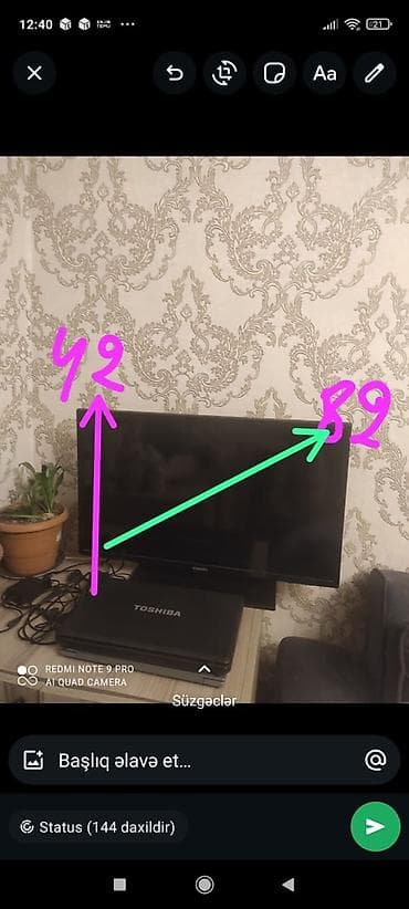 Elektronika: Samsung LCD televizor - Ekran diaqonalı: təxminən 32–39 düym (şəkildə — 2