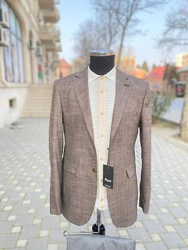 Kişi üçün klassik blazer gödəkçə - Rəng: qəhvəyi-melanj, xırda