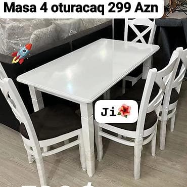 Mətbəx üçün, Açılmayan, Dördbucaq masa, 4 stul — 1