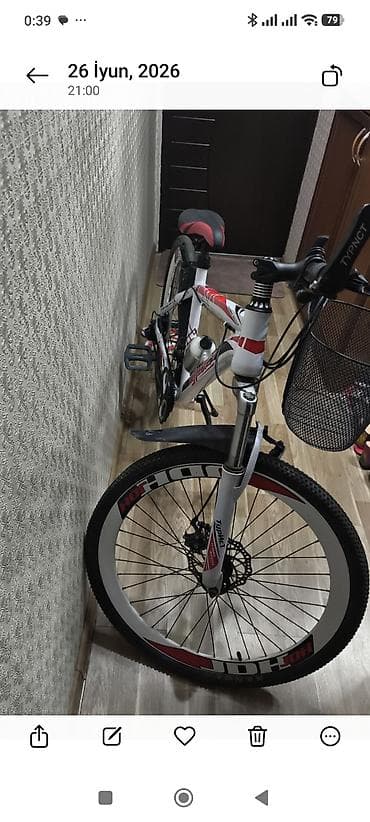 Velosiped – dağ/şose tipli, 26” təkərli - Rəng: ağ-qırmızı-qara dizayn — 3