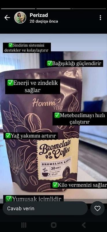 kərəm yağı: Məhsul: Homm Vita Bromelain Coffee – bromelain fermenti ilə zəngin — 2