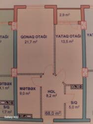 bina az gəncə: 2 otaqlı, Yeni tikili, 68 kv. m — 3