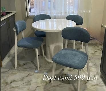 balka: Qonaq otağı üçün, Yeni, Açılmayan, Yumru masa, 4 stul — 1
