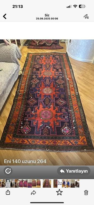 qedimi pullar: Qədimi üslubda əl toxuması xalça Ölçü: eni 140 sm, uzunluğu 264 sm — 1