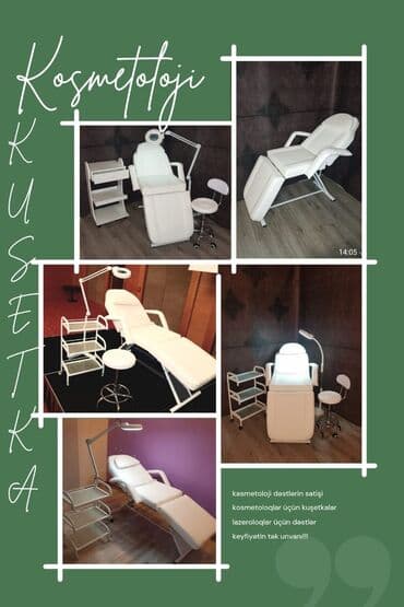 salon üçün: Çarpayı 230 azn kreslo 50 azn təkərli daşıyıcı 55 azn lupali işıq 90 — 2