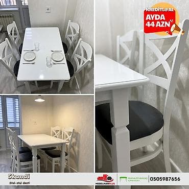 mebelman: Mətbəx üçün, Yeni, Açılmayan, Dördbucaq masa, 4 stul — 3