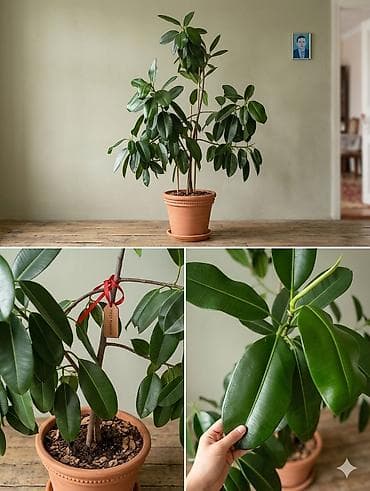 ev tipi çadır: Ficus elastica (Kauçuklu Fikus) – dekorativ otaq bitkisi - Qalın — 2
